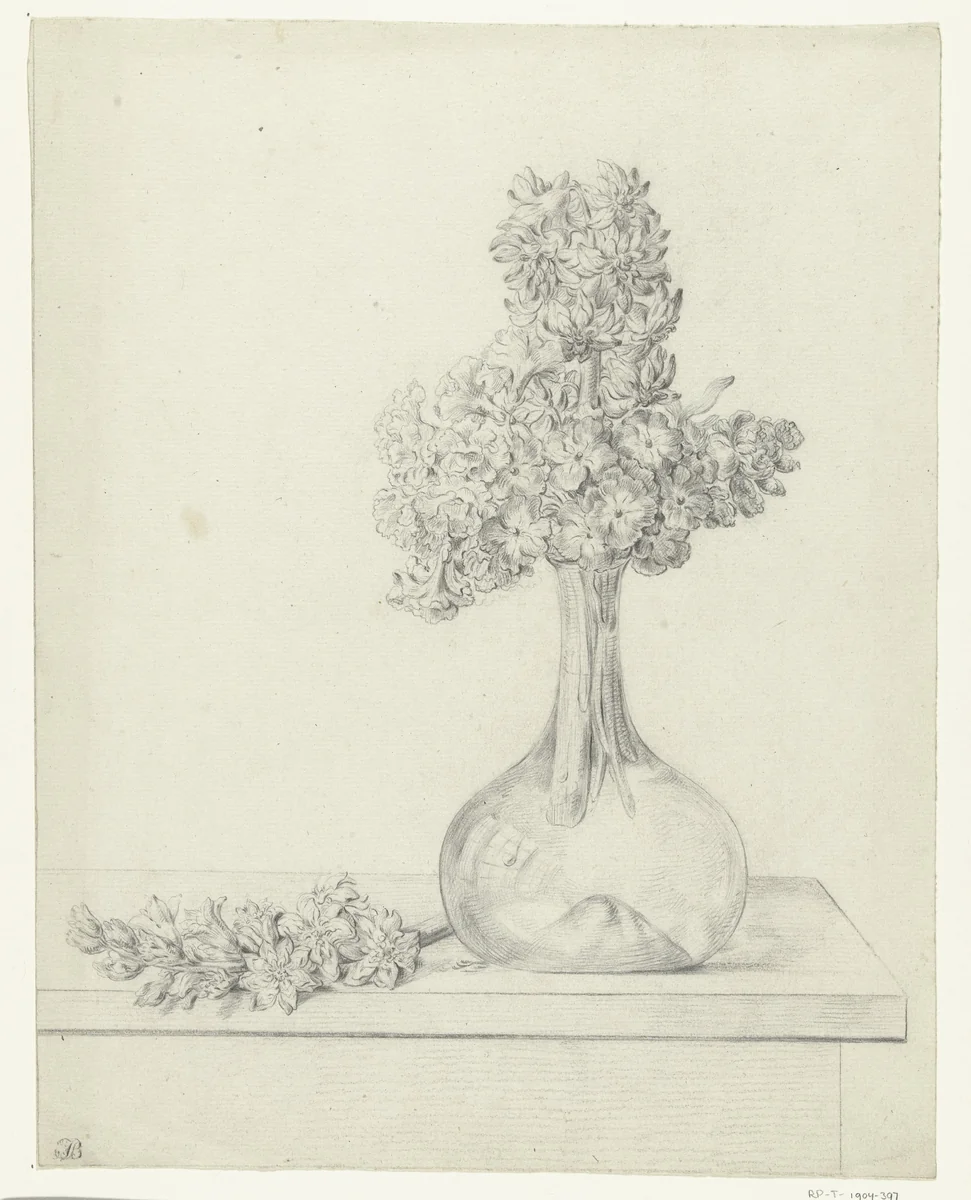Flowers in a Vase by Jean Bernard, drawing, 1810-1815