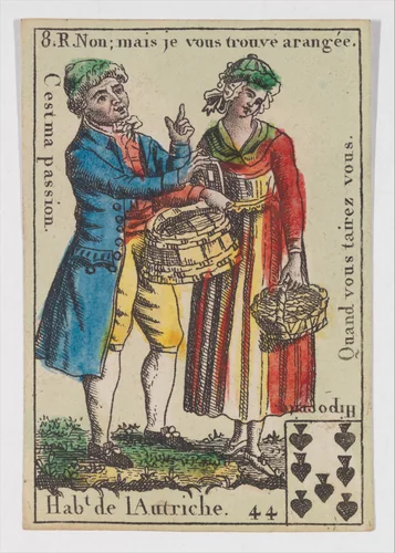 Hab.t de l'Autriche, from the playing cards (for quartets) "Costumes des Peuples Étrangers" by anonymous, print, 1700-1799
