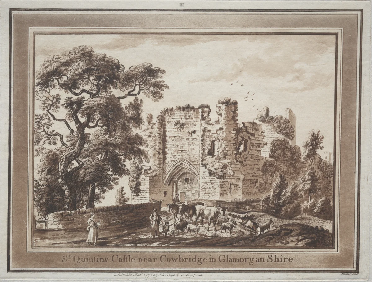 Twelve Views in South Wales: St. Quintin's Castle near Cowbridge in Glamorganshire by Paul Sandby, print, 1775