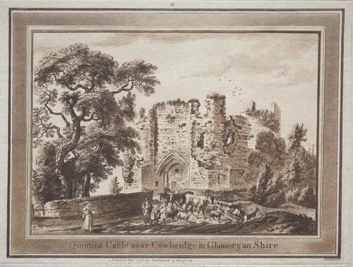 Twelve Views in South Wales: St. Quintin's Castle near Cowbridge in Glamorganshire by Paul Sandby, print, 1775