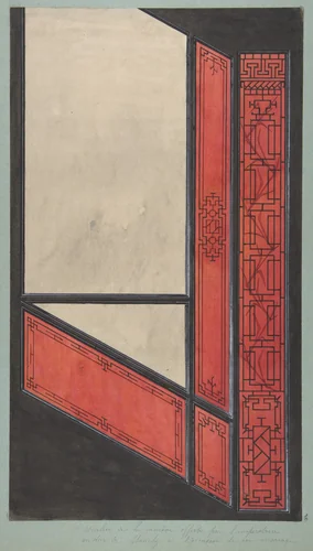Design for the painted decoration in the Chinese style for the stairway of the house offered by the Empress to the duc de Mouchy on the occasion of his marriage by Jules-Edmond-Charles Lachaise, drawing, 1850-1900