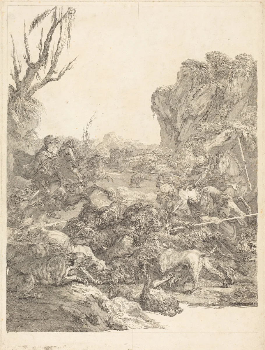 A Bear Hunt by Jean-Jacques Flipart
Carle Van Loo, print, 1719-1782