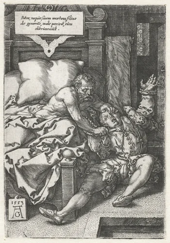 Herkinbald doodt zijn neef by Unknown, print, 1553