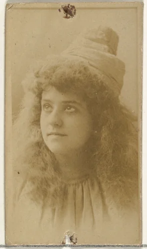 [Actress wearing conical hat], from the Actors and Actresses series (N145-8) issued by Duke Sons & Co. to promote Duke Cigarettes by W. Duke, Sons & Co., photograph, 1890-1895