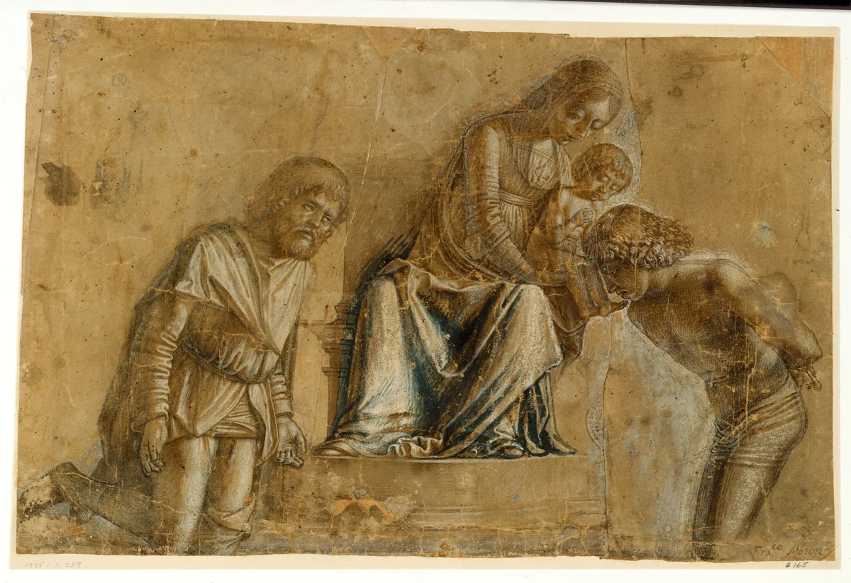 Madonna and Child with Saints Roch and Sebastian by Michele da Verona, drawing, 1500-1535