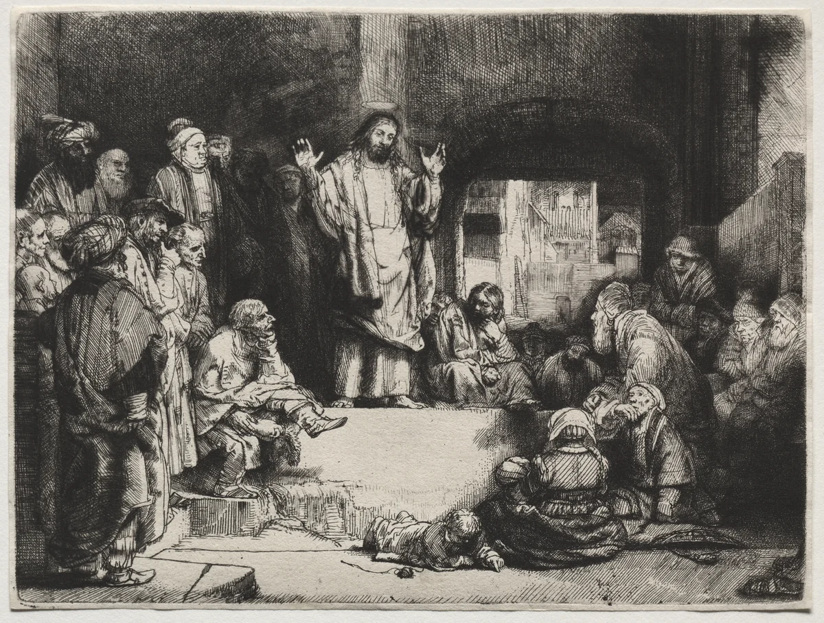 Christ Preaching ('La Petite Tombe') by Rembrandt van Rijn, print, 1647-1657