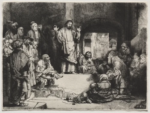 Christ Preaching ('La Petite Tombe') by Rembrandt van Rijn, print, 1647-1657