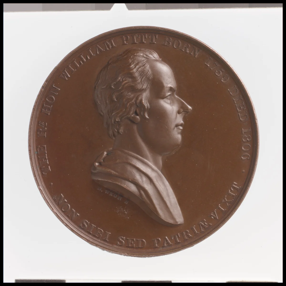 Medal Commemorating the Death of William Pitt by Benjamin Wyon, metalwork, 1806