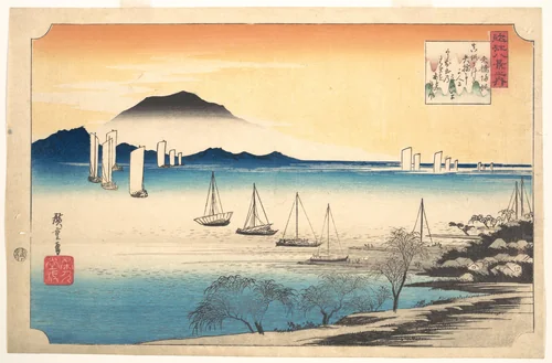 Fishing Boats Returning to Yabase by Utagawa Hiroshige (歌川広重), print, 1797-1858