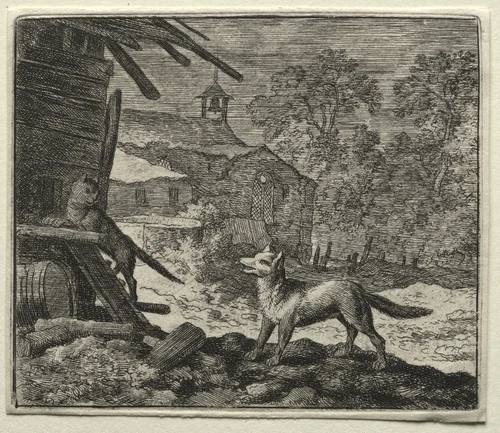Reynard the Fox: Reynard Deceives the Cat by Allart van Everdingen, print, 1650-1675