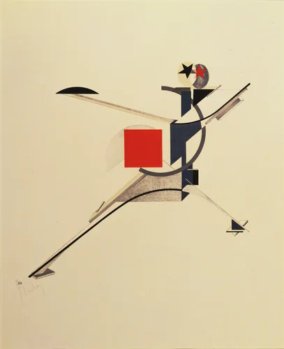 The New Man (Neuer) from Figurines: The Three-Dimensional Design of the Electro-Mechanical Show Victory over the Sun (Figurinen, die Plastische Gestaltung der elektro-mechanischen Schau Sieg über die Sonne) by El Lissitzky, print, 1920