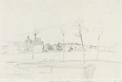Landscape in Hertfordshire by John Linnell, drawing, 1814