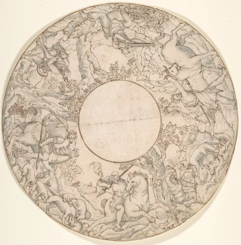 Hunting Scene by anonymous, drawing, 1500-1599