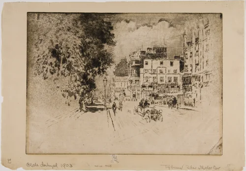 Tyburn, The Motor Car by Joseph Pennell, print, 1906