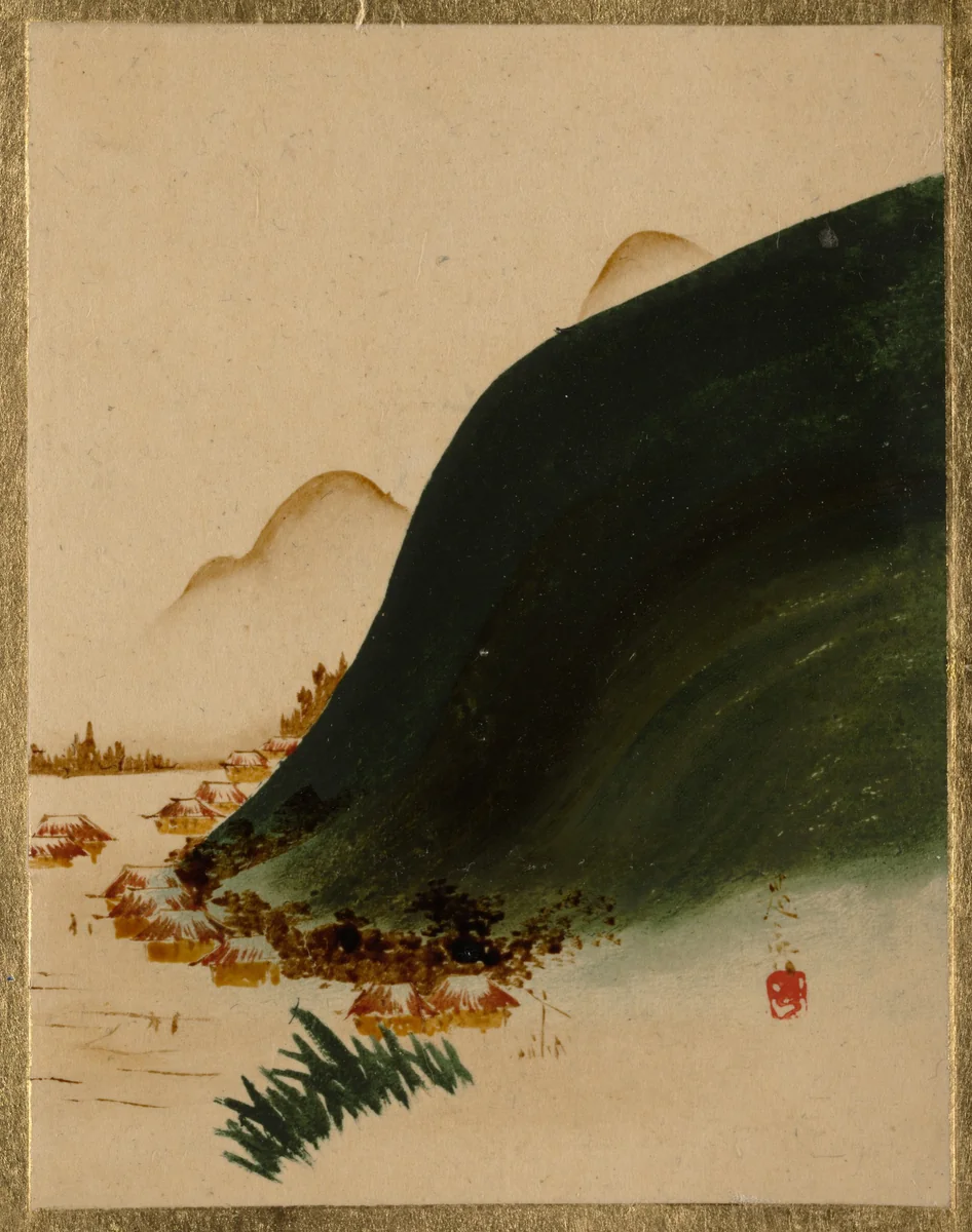 Mountains and Houses by Shibata Zeshin (柴田是真), painting, 1807-1868