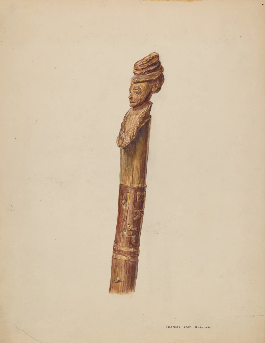 Cane Head or Handle by Francis Law Durand, index of american design, 1935-1942