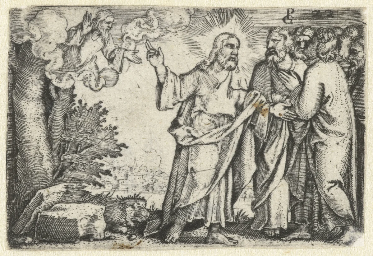 Christus bewijst zijn discipelen dat hij zoon van God is by Unknown, print, 1534-1535