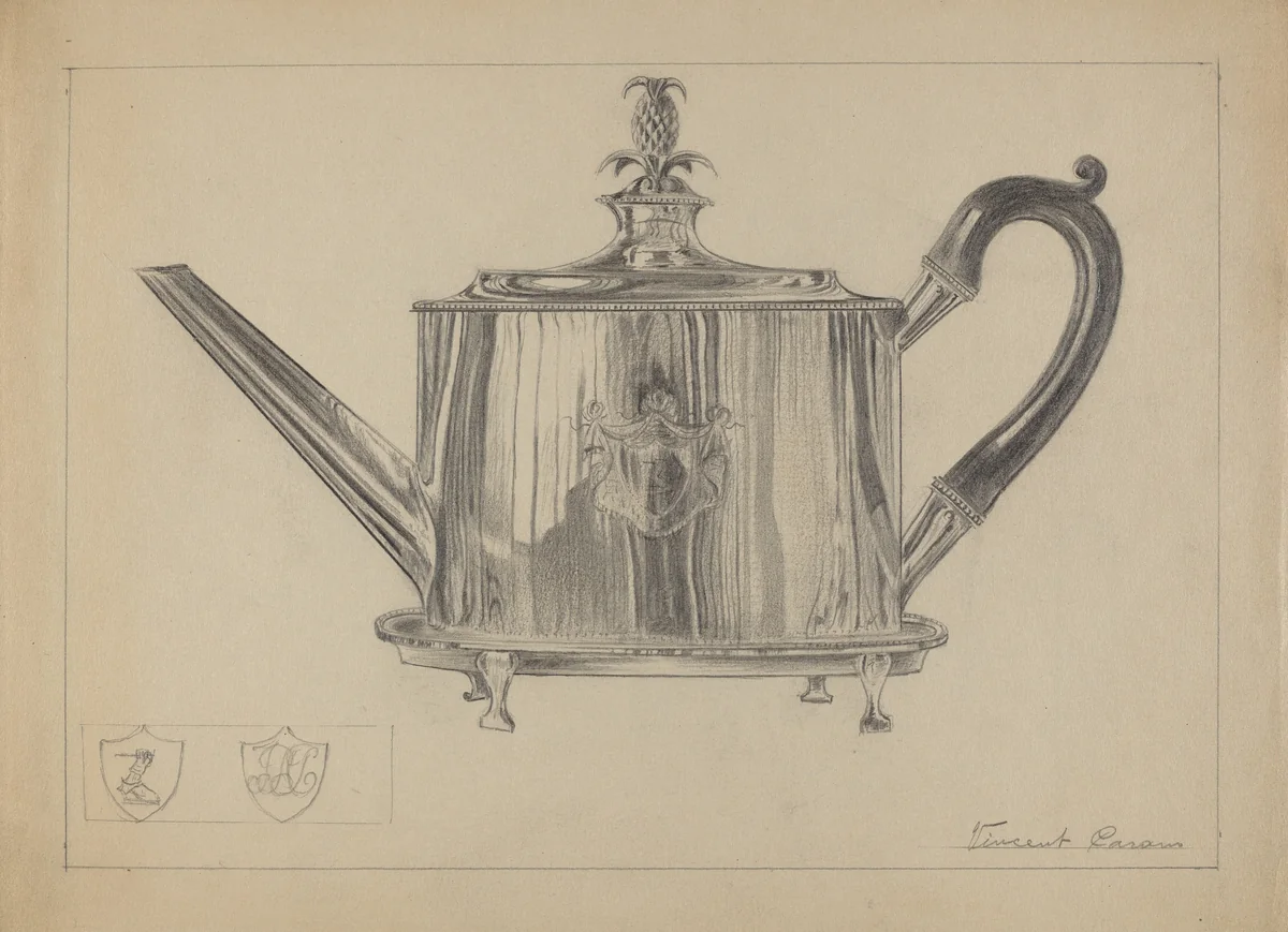 Silver Teapot by Vincent Carano, index of american design, 1936