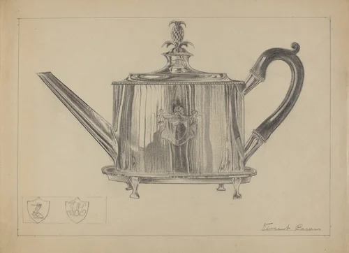 Silver Teapot by Vincent Carano, index of american design, 1936
