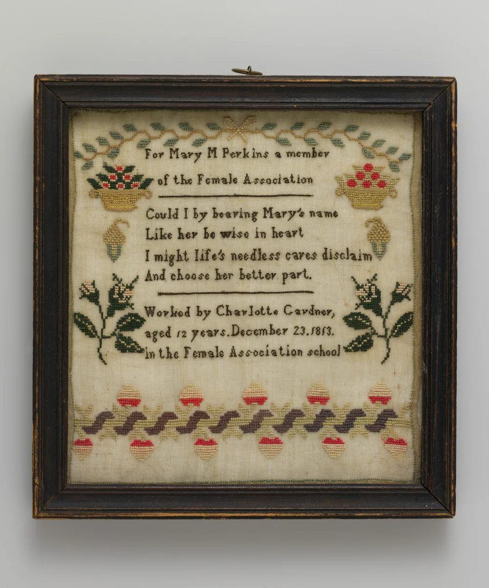 Sampler by Charlotte Gardner, artwork, 1813