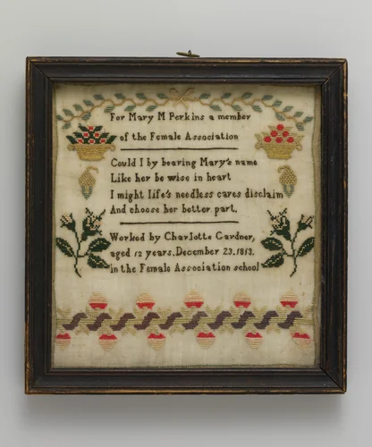 Sampler by Charlotte Gardner, artwork, 1813