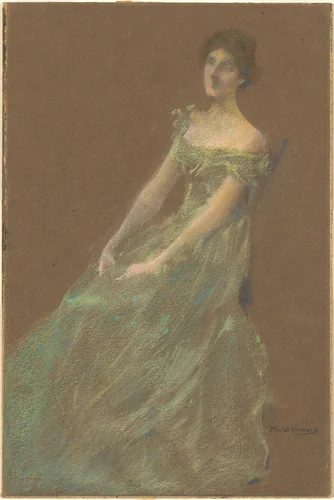 The Green Dress by Thomas Wilmer Dewing, drawing, 1905-1915