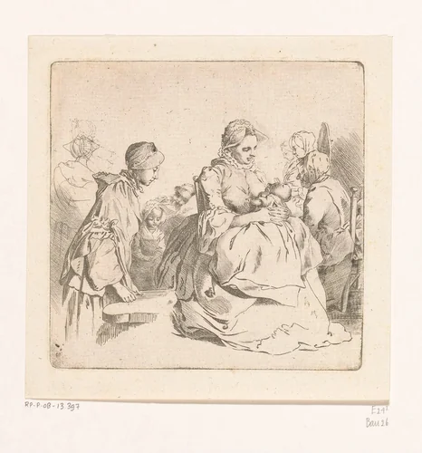 Kinderkamer van de kunstenaar by Daniel Nikolaus Chodowiecki, print, 1764