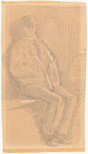Seated Man by Charles Samuel Keene, drawing, 1823-1891