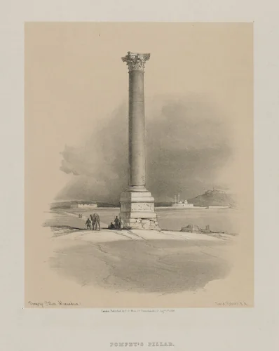 Egypt and Nubia, Volume I: Pompey's Pillar, Alexandria by Louis Haghe, print, 1846