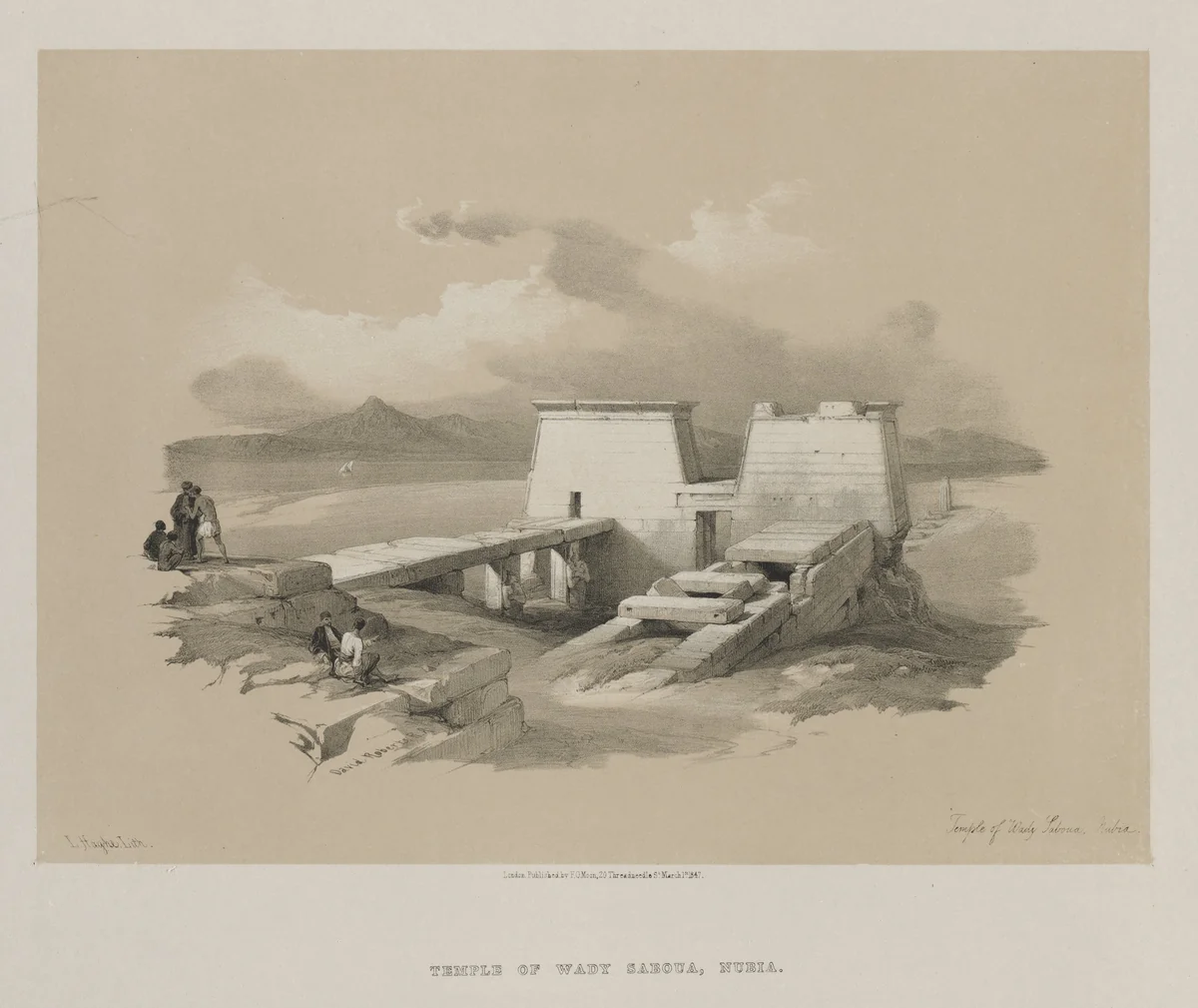 Egypt and Nubia, Volume I: Temple of Wady Saboua, Nubia by Louis Haghe, print, 1846