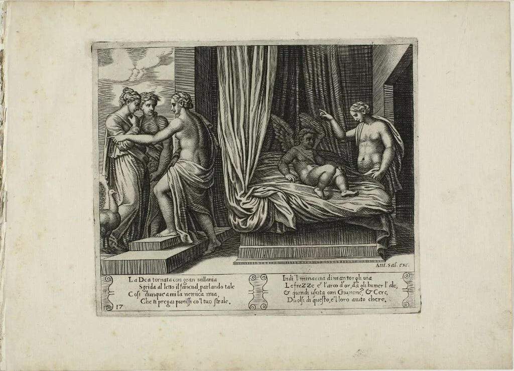 Venus Reprimanding Her Son, from The Story of Psyche by Raffaello Sanzio, print, 1530-1540