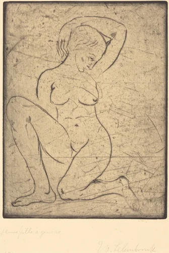 Kneeling, Small (Kniende, klein) by Wilhelm Lehmbruck, print, 1910