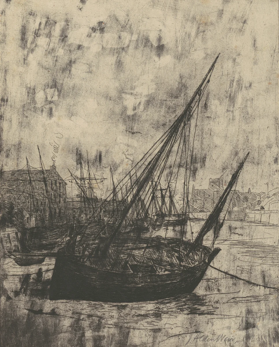 Boats at Peel—Isle of Man by Julian Alden Weir, print, 1889