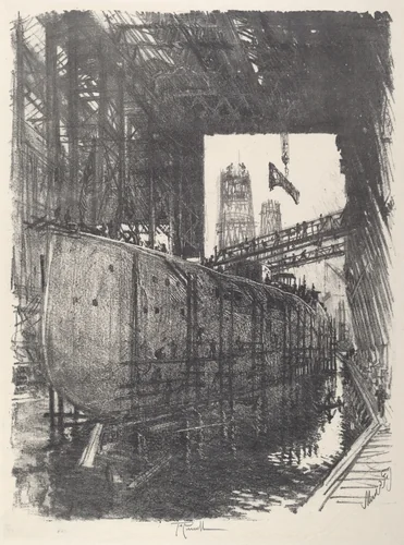 Building the Battleship by Joseph Pennell, print, 1917