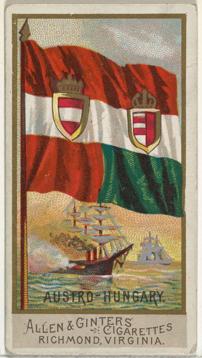 Austro-Hungary, from Flags of All Nations, Series 2 (N10) for Allen & Ginter Cigarettes Brands by Allen & Ginter, print, 1890