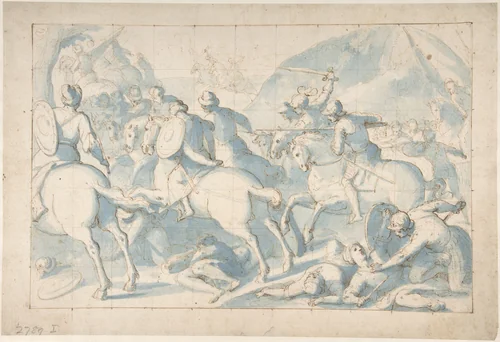 Battle Scene by Belisario Corenzio, drawing, 1590-1646