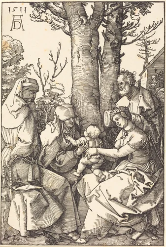 The Holy Family with Joachim and Anne under a Tree by Albrecht Dürer, print, 1511