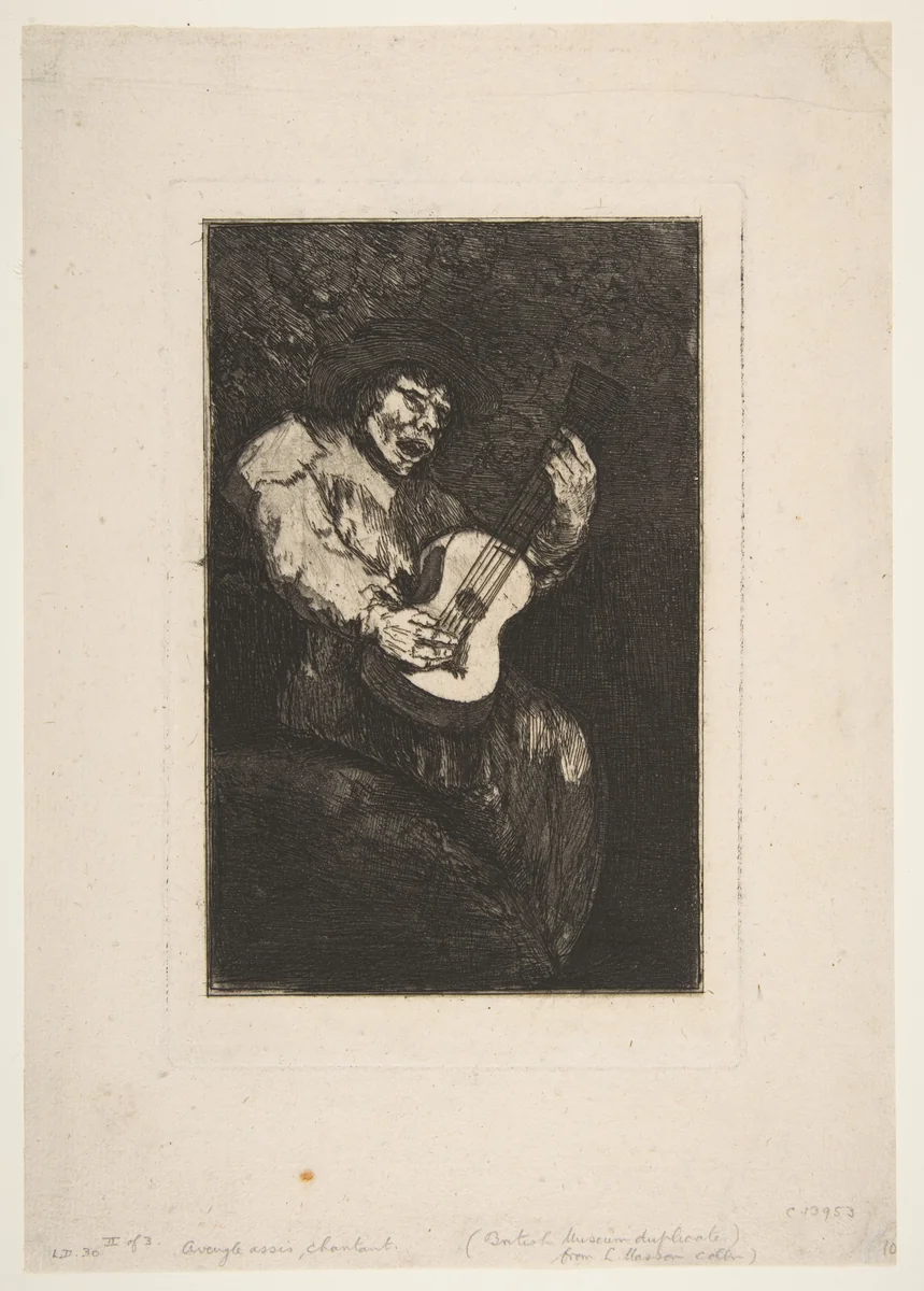 Blind Singer by Goya, print, 1819-1829