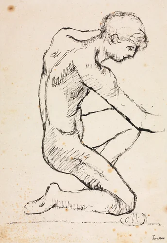 Study of a Male Nude by Aristide Maillol, drawing, 1902-1912