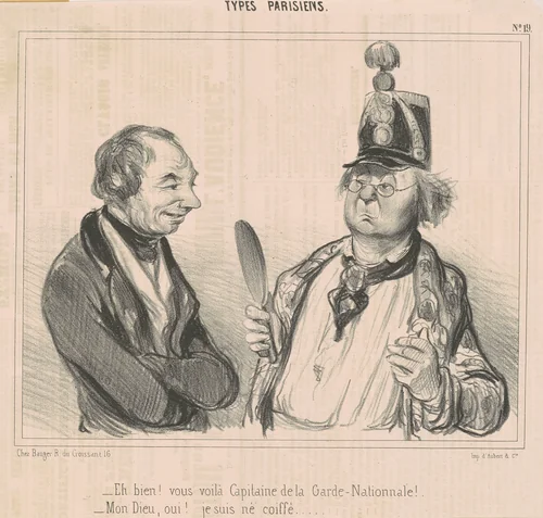 Eh bien! Vous voila capitaine de la garde nationale by Honoré Daumier, print, 1840