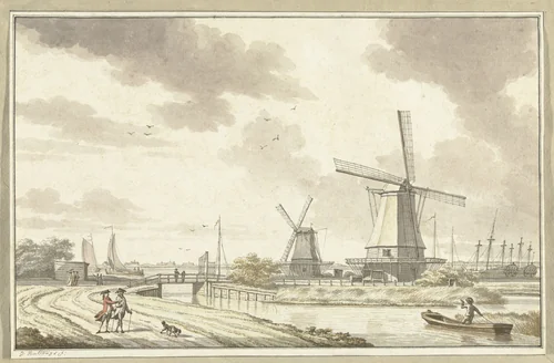 Gezicht aan de Zandhoek, buiten Haarlemmerpoort te Amsterdam by Jan Bulthuis, drawing, 1776