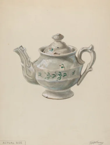 Teapot by Thomas Holloway, index of american design, 1936