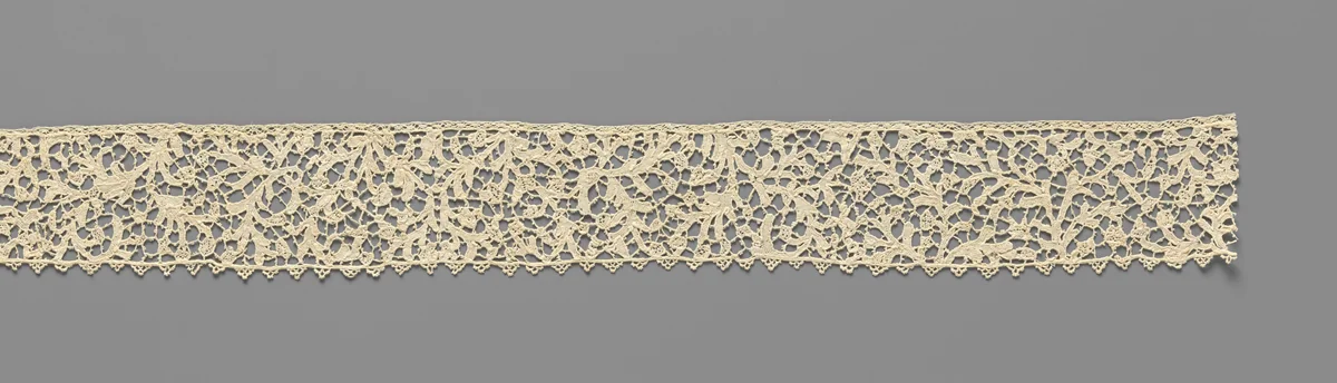 Strook naaldkant met verticale ranken by anonymous, other, 1650-1699