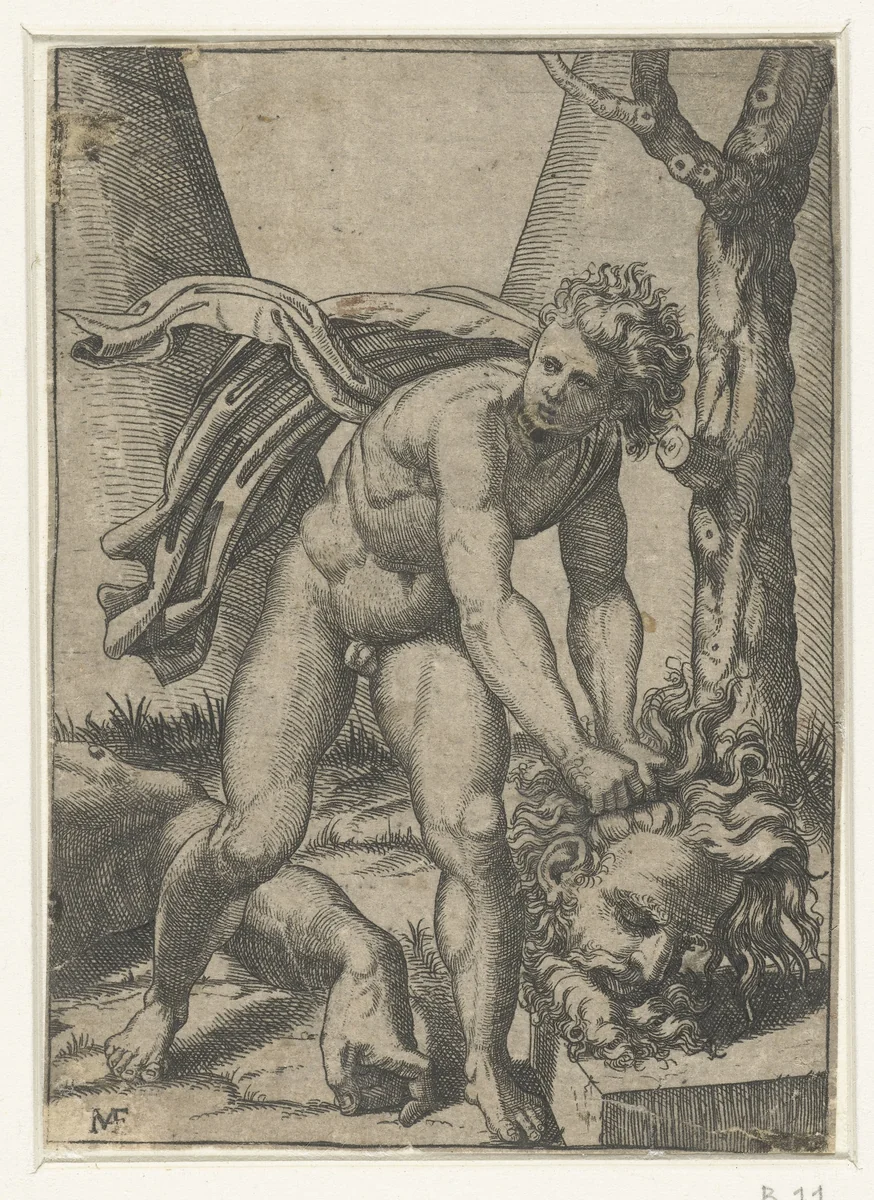 David met hoofd van Goliath by Unknown, print, 1513-1518