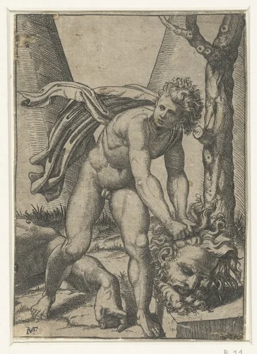 David met hoofd van Goliath by Unknown, print, 1513-1518
