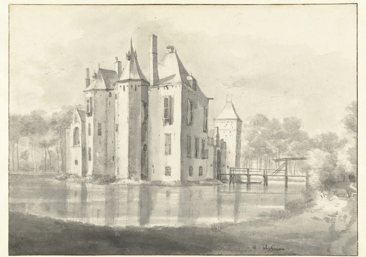 View of Huis Moersbergen, Seen from the North-east by Roelant Roghman, drawing, 1646-1647