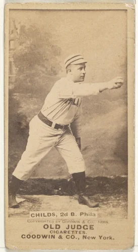 Clarence Algernon "Cupid" Childs, 2nd Base, Philadelphia, from the Old Judge series (N172) for Old Judge Cigarettes by Goodwin & Company, photograph, 1888