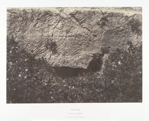 Jérusalem, Vallée de Hinnom, Inscription tumulaire grecque, 2 by Auguste Salzmann, photograph, 1854-1859