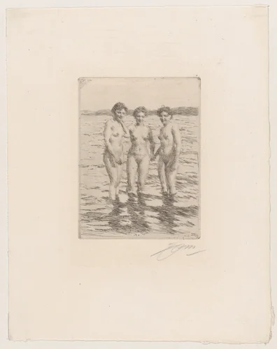 The Three Graces by Anders Zorn, print, 1910