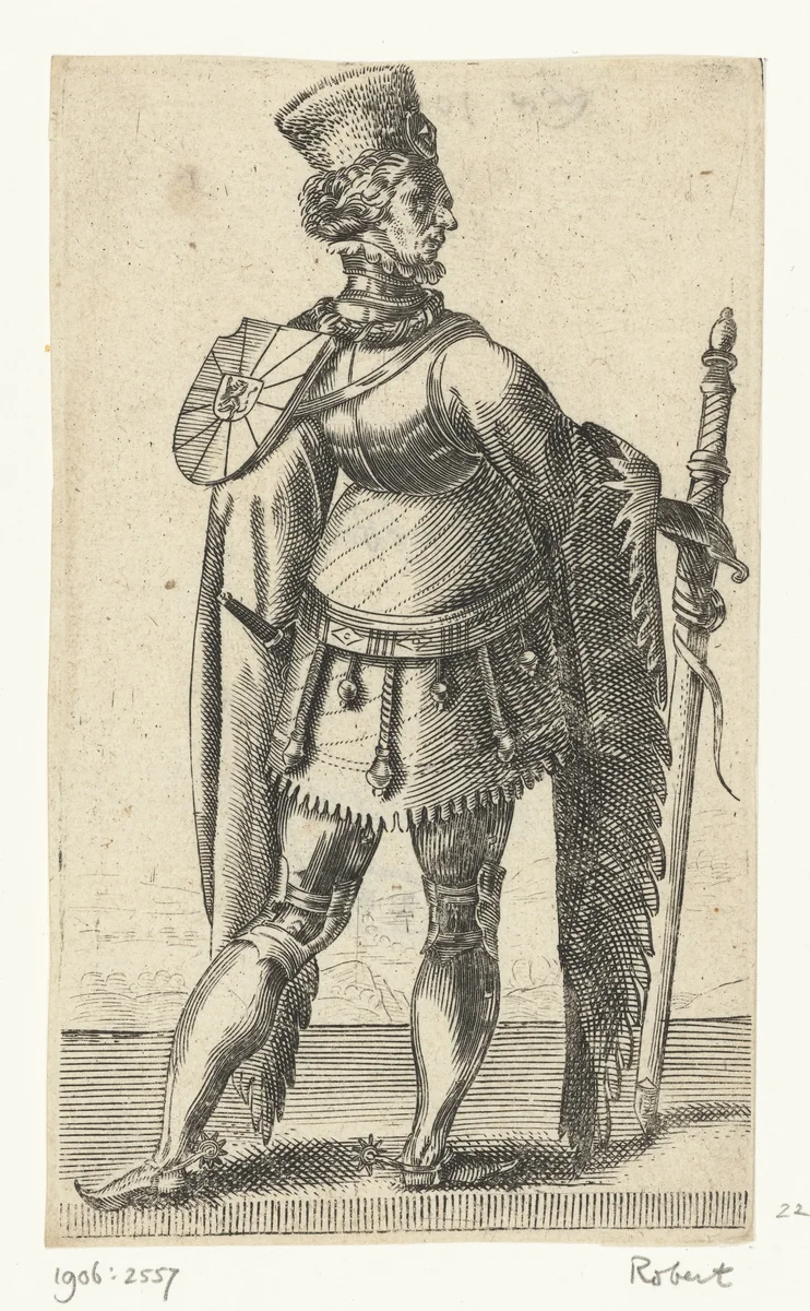 Portret van Robrecht I de Fries, graaf van Vlaanderen by Adriaen Matham, print, 1620